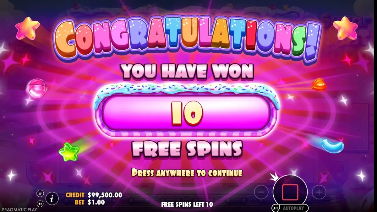 Interface colorida e temática de doces do slot Sugar Twist 1000