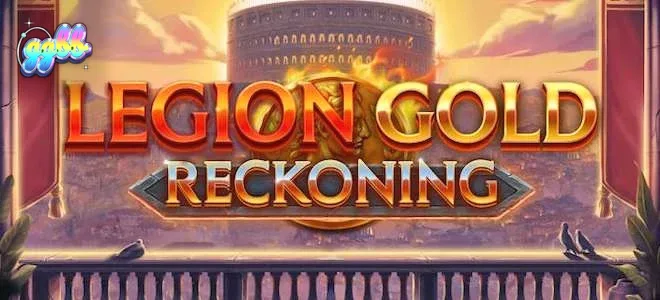 Cena de batalha épica com estandartes romanos no slot Legion Gold Reckoning