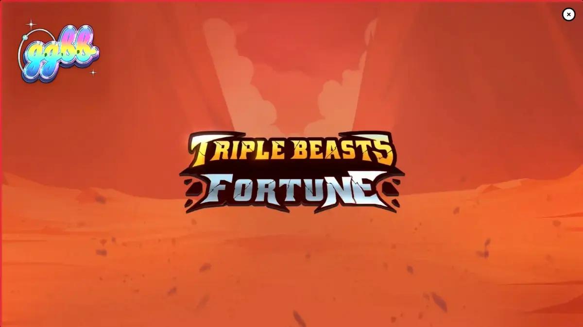 Interface do jogo Triple Beasts of Fortune com totens de animais e cenário de cânion.
